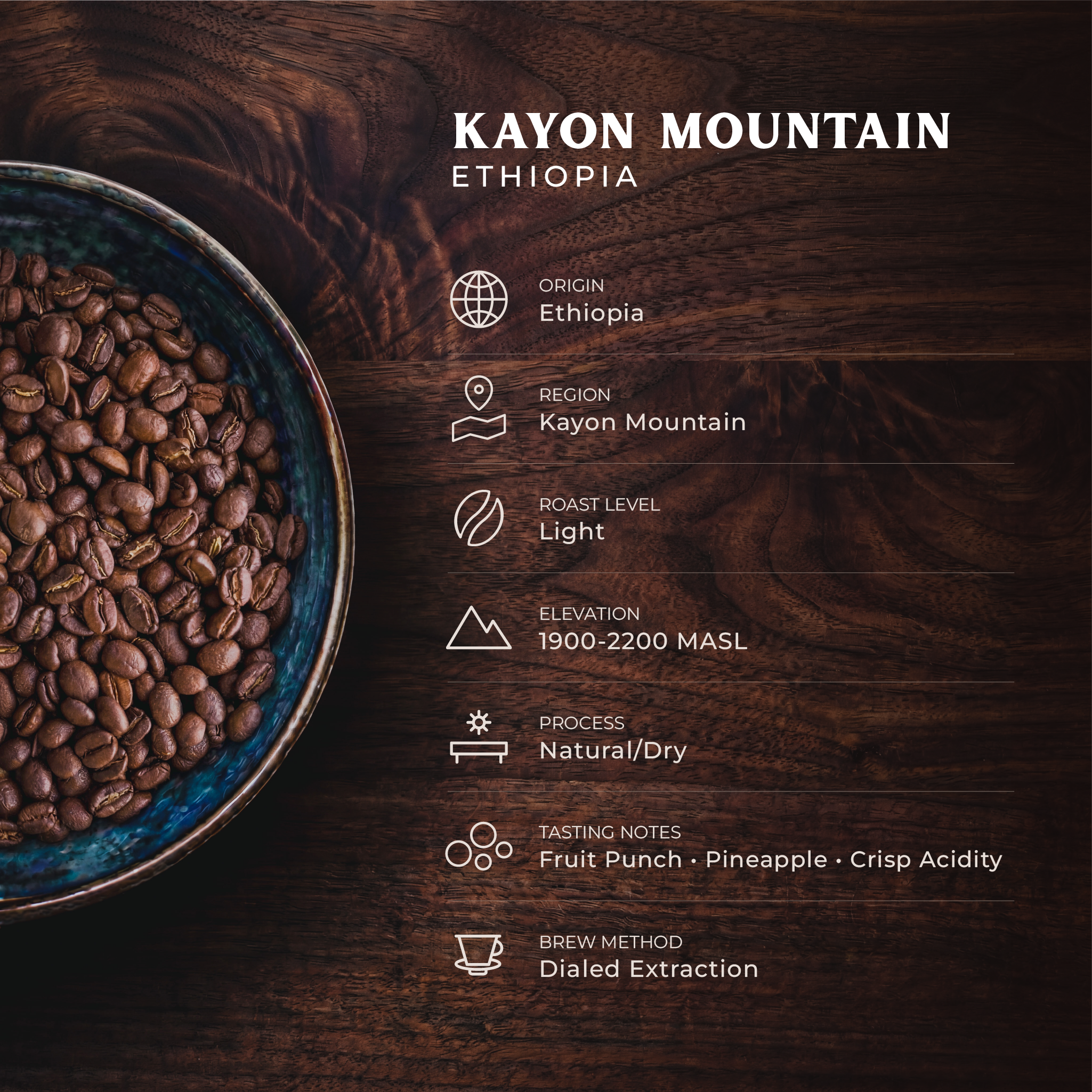 Kayon Mountain, Ethiopia Guji G1 - Light Roast